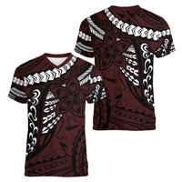 Polynesian Girl Tribal Tattoo Women V-Neck T-Shirt Oxbood Vibe