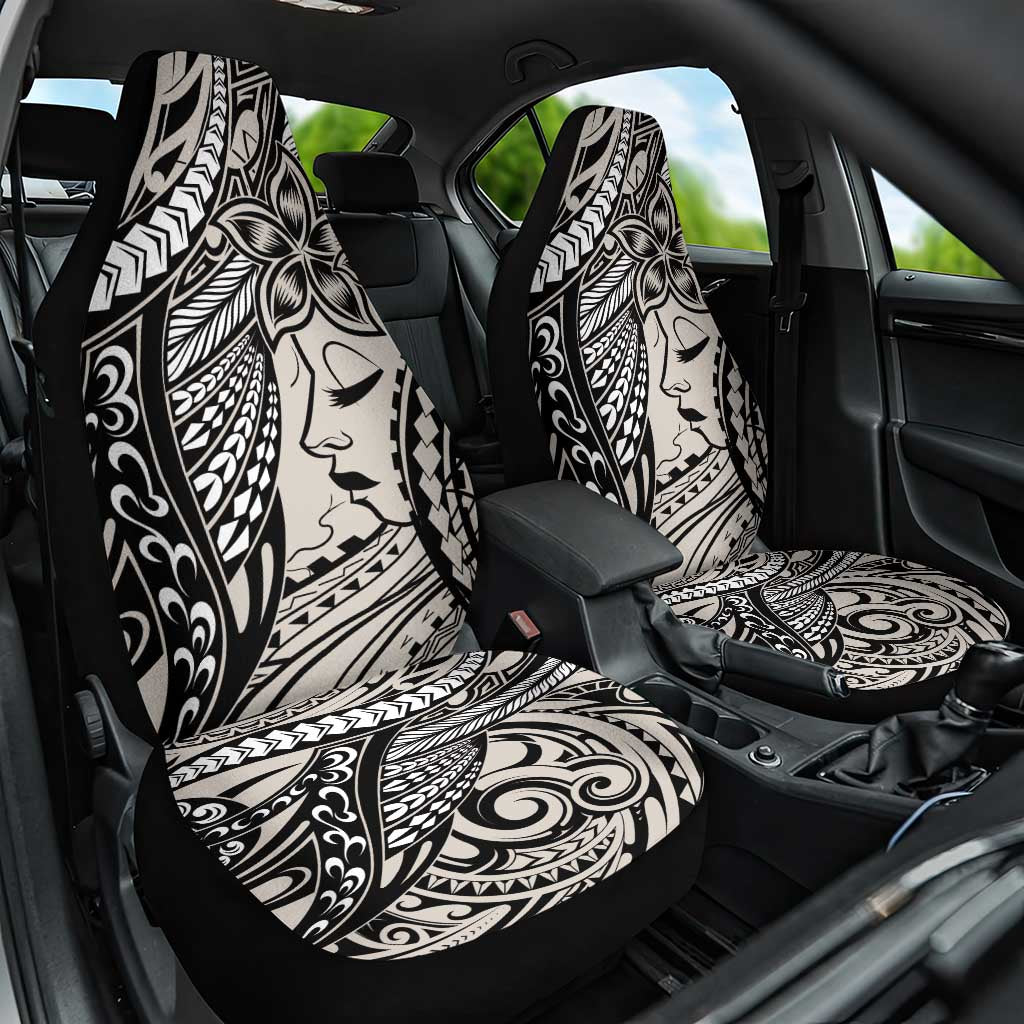Polynesian Girl Tribal Tattoo Car Seat Cover Beige Vibe LT9 One Size Beige - Polynesian Pride
