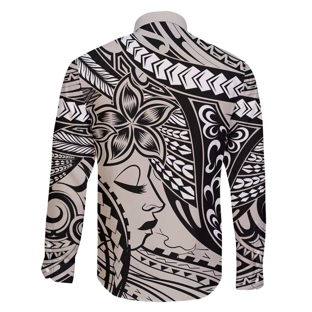Polynesian Girl Tribal Tattoo Family Matching Long Sleeve Bodycon Dress and Hawaiian Shirt Beige Vibe LT9 - Polynesian Pride