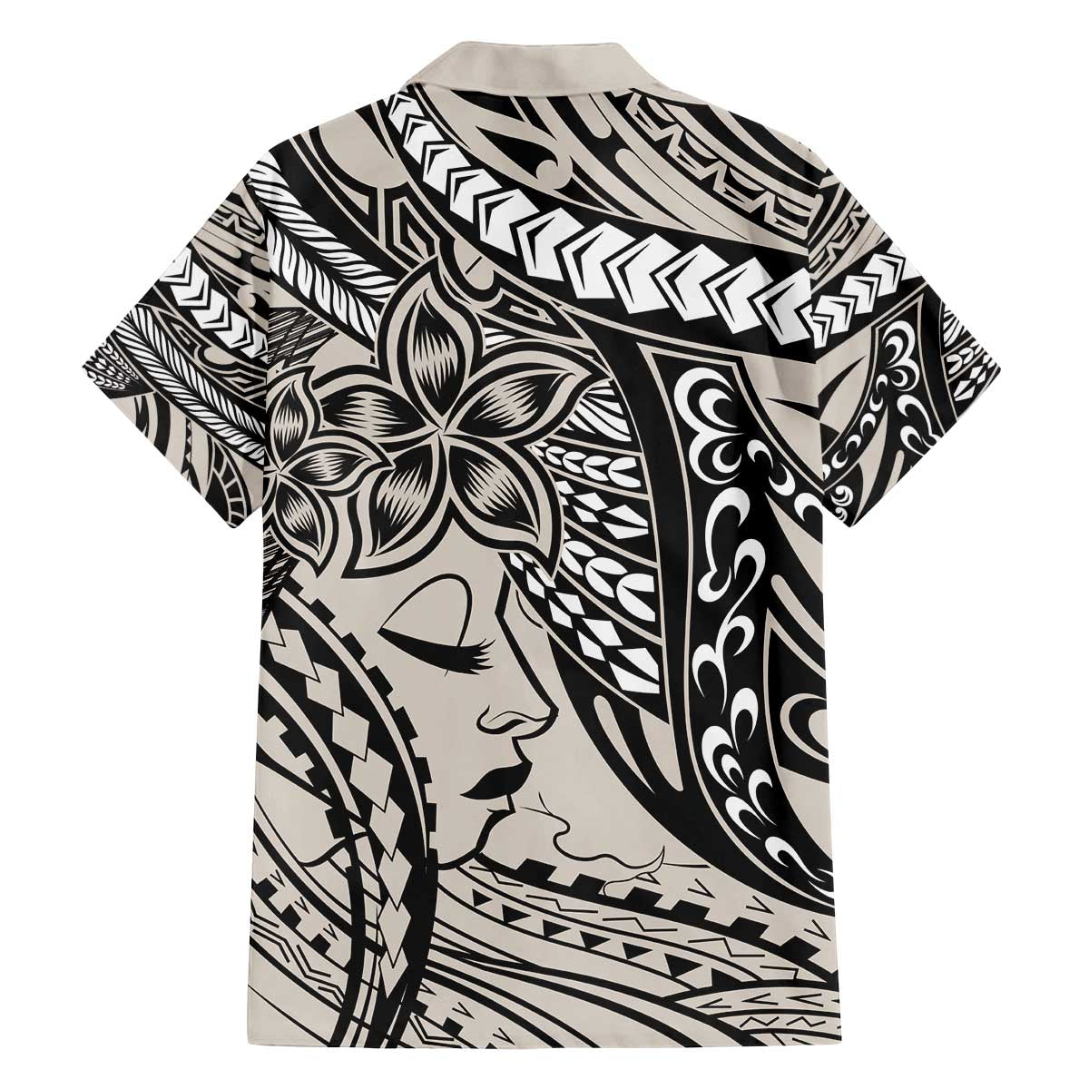 Polynesian Girl Tribal Tattoo Family Matching Off The Shoulder Long Sleeve Dress and Hawaiian Shirt Beige Vibe LT9 - Polynesian Pride
