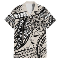 Polynesian Girl Tribal Tattoo Family Matching Short Sleeve Bodycon Dress and Hawaiian Shirt Beige Vibe LT9 Dad's Shirt - Short Sleeve Beige - Polynesian Pride
