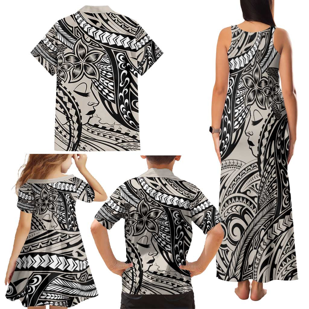 Polynesian Girl Tribal Tattoo Family Matching Tank Maxi Dress and Hawaiian Shirt Beige Vibe LT9 - Polynesian Pride