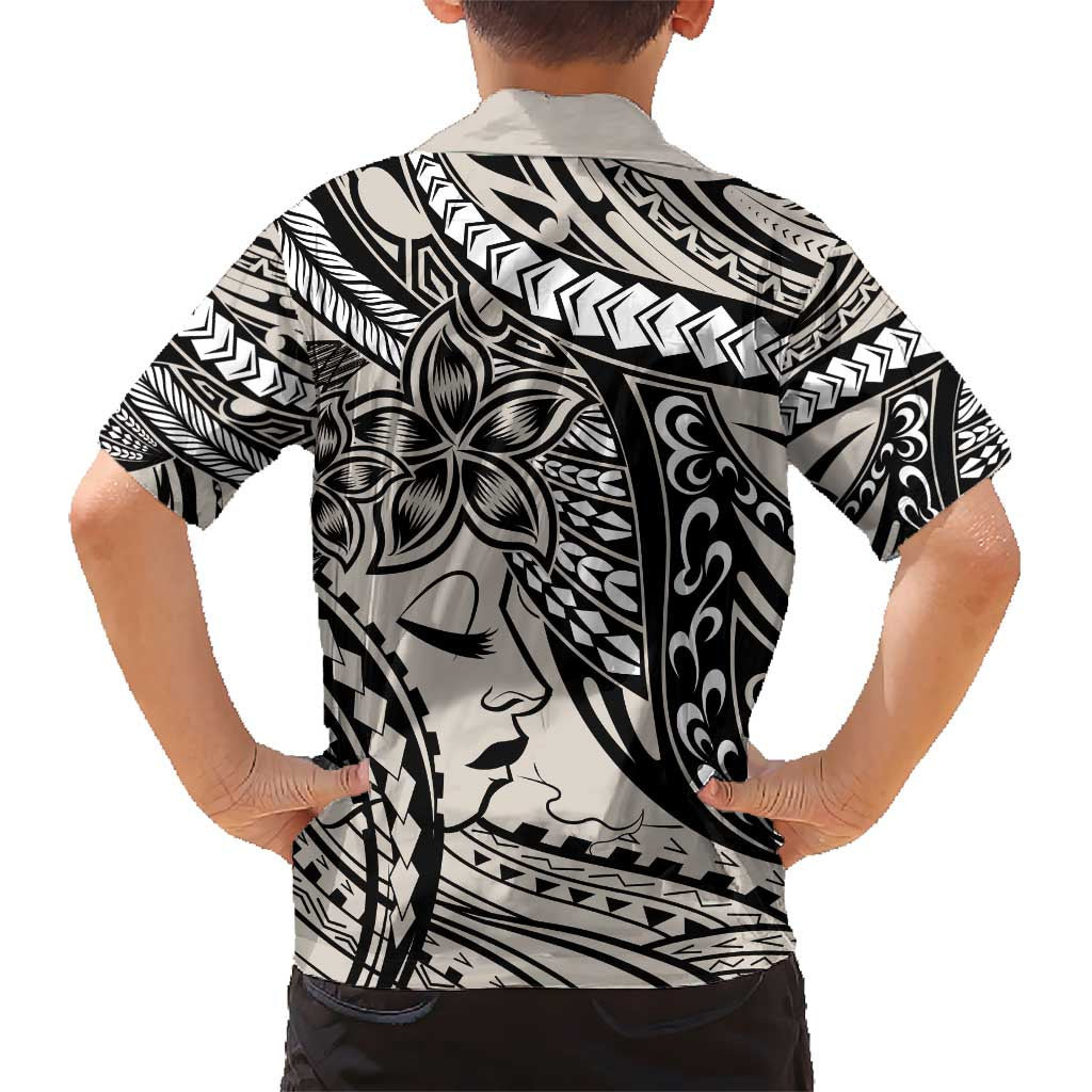 Polynesian Girl Tribal Tattoo Kid Hawaiian Shirt Beige Vibe