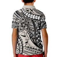 Polynesian Girl Tribal Tattoo Kid Polo Shirt Beige Vibe