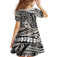 Polynesian Girl Tribal Tattoo Kid Short Sleeve Dress Beige Vibe