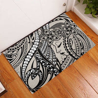 Polynesian Girl Tribal Tattoo Rubber Doormat Beige Vibe