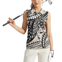 Polynesian Girl Tribal Tattoo Women Sleeveless Polo Shirt Beige Vibe