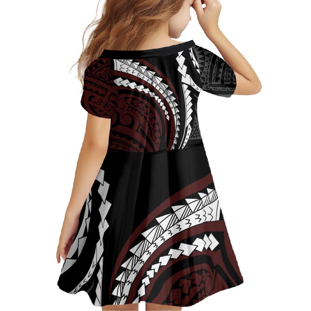Polynesian Oxblood Line Art Tribal Tattoo Family Matching Mermaid Dress and Hawaiian Shirt LT9 - Polynesian Pride