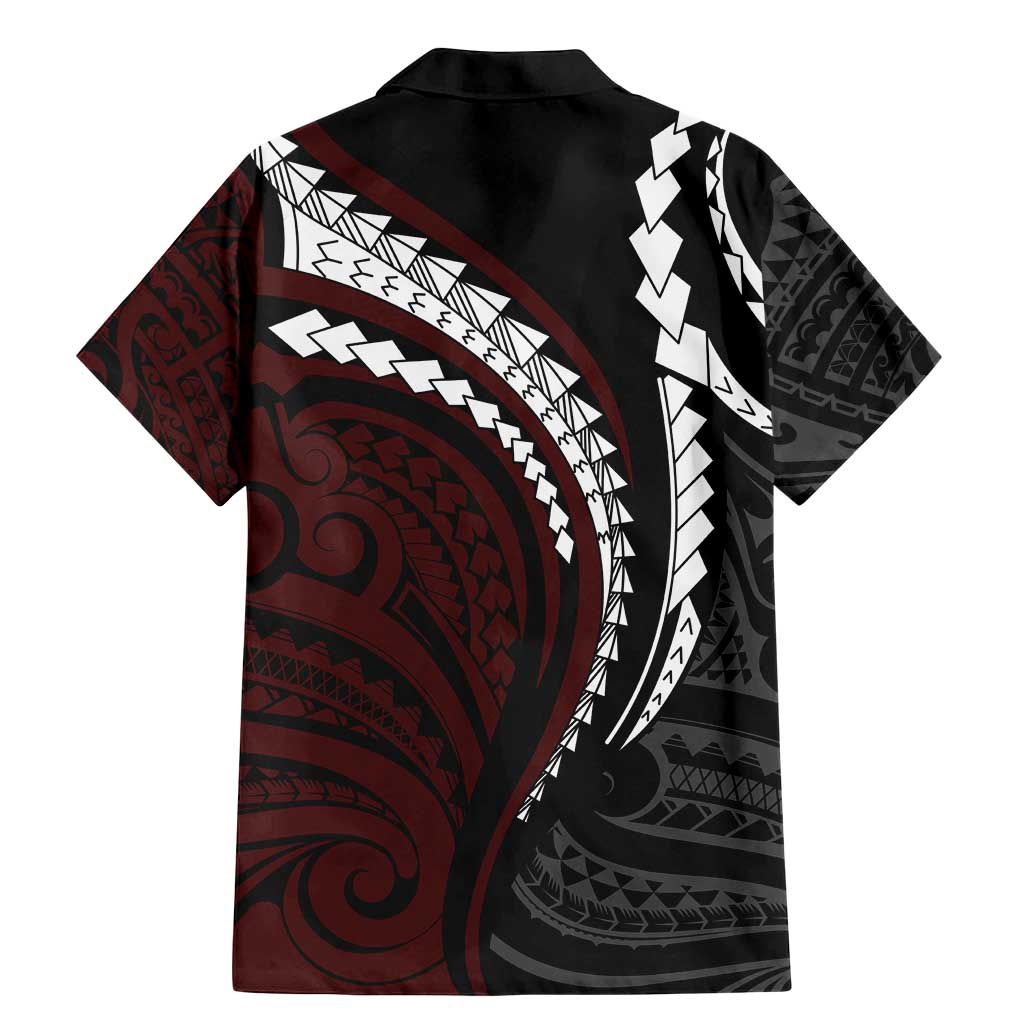 Polynesian Oxblood Line Art Tribal Tattoo Family Matching Mermaid Dress and Hawaiian Shirt LT9 - Polynesian Pride