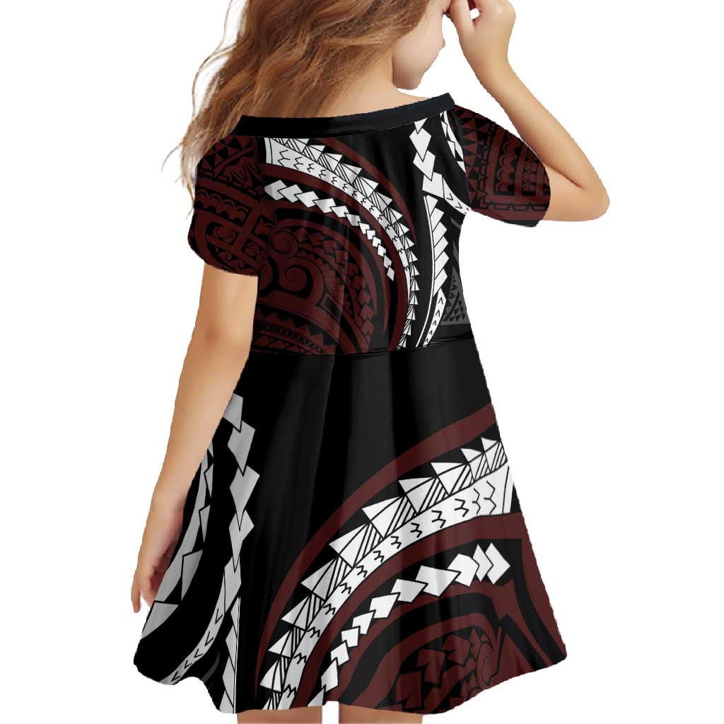 Polynesian Oxblood Line Art Tribal Tattoo Family Matching Off Shoulder Maxi Dress and Hawaiian Shirt LT9 - Polynesian Pride