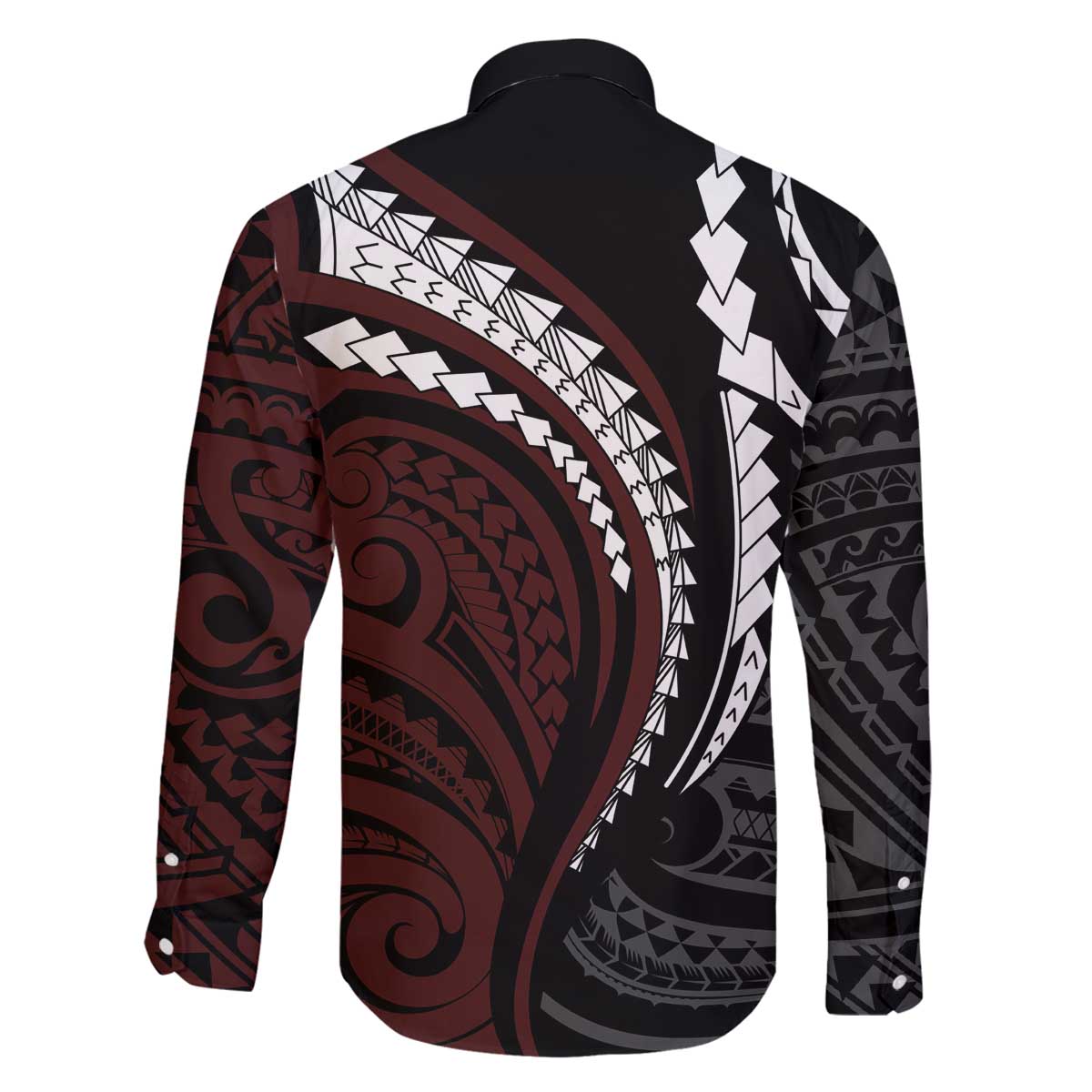 Polynesian Oxblood Line Art Tribal Tattoo Family Matching Off Shoulder Short Dress and Hawaiian Shirt LT9 - Polynesian Pride