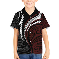 Polynesian Oxblood Line Art Tribal Tattoo Family Matching Off Shoulder Short Dress and Hawaiian Shirt LT9 Son's Shirt Beige - Polynesian Pride