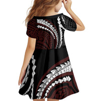 Polynesian Oxblood Line Art Tribal Tattoo Family Matching Puletasi and Hawaiian Shirt LT9 - Polynesian Pride