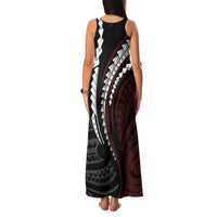 Polynesian Oxblood Line Art Tribal Tattoo Family Matching Tank Maxi Dress and Hawaiian Shirt LT9 - Polynesian Pride