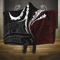 Polynesian Oxblood Line Art Tribal Tattoo Hooded Blanket