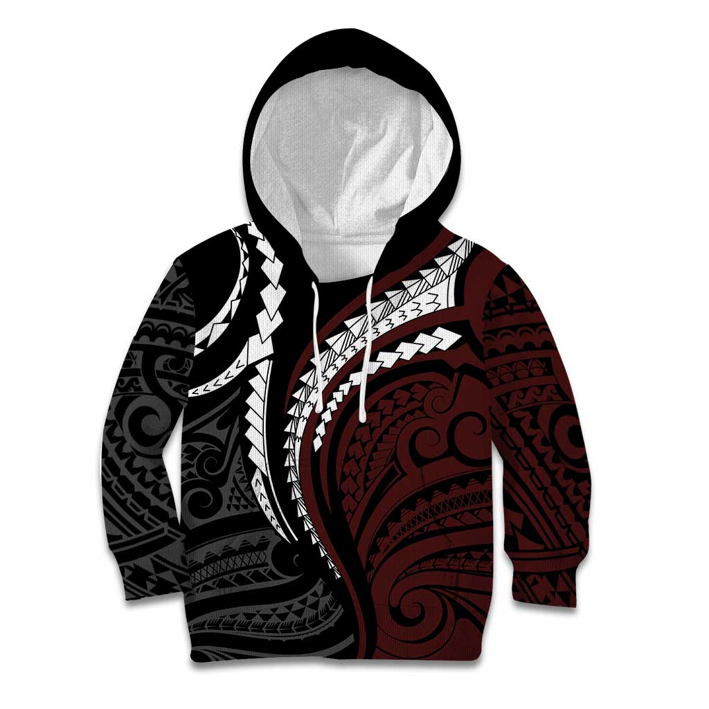 Polynesian Oxblood Line Art Tribal Tattoo Kid Hoodie LT9 Hoodie Beige - Polynesian Pride