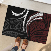 Polynesian Oxblood Line Art Tribal Tattoo Rubber Doormat