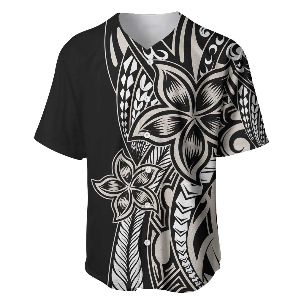 Polynesian Plumeria Floral Tattoo Pattern Baseball Jersey Beige Style LT9 Beige - Polynesian Pride