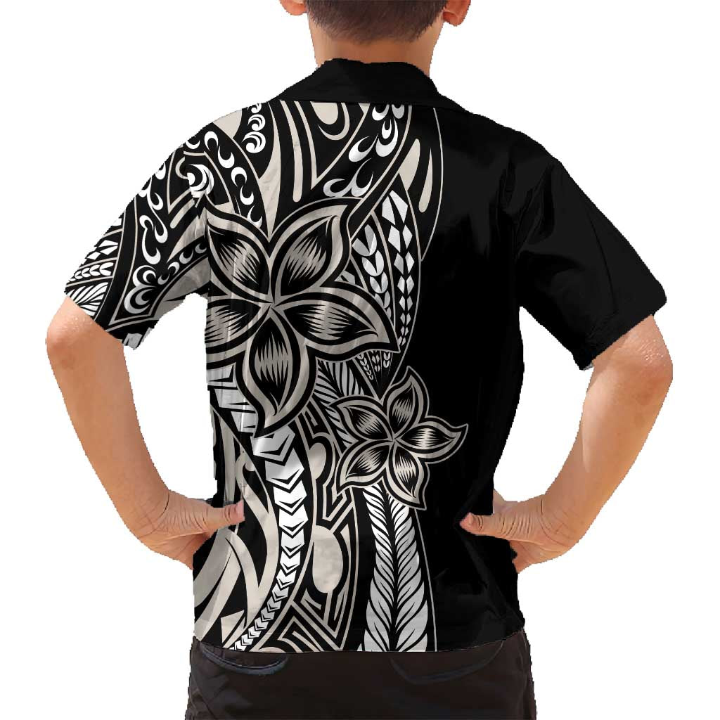 Polynesian Plumeria Floral Tattoo Pattern Family Matching Tank Maxi Dress and Hawaiian Shirt Beige Style LT9 - Polynesian Pride