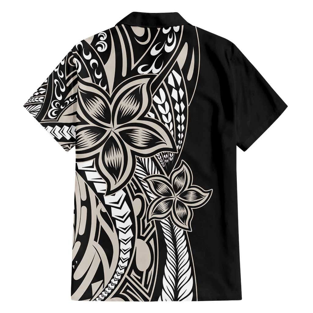Polynesian Plumeria Floral Tattoo Pattern Family Matching Tank Maxi Dress and Hawaiian Shirt Beige Style LT9 - Polynesian Pride