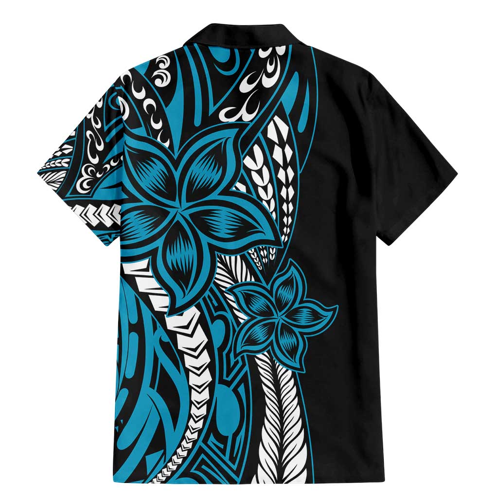 Polynesian Plumeria Floral Tattoo Pattern Family Matching Mermaid Dress and Hawaiian Shirt Blue Style LT9 - Polynesian Pride