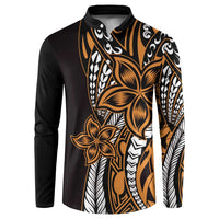 Polynesian Plumeria Floral Tattoo Pattern Button Sweatshirt Gold Style