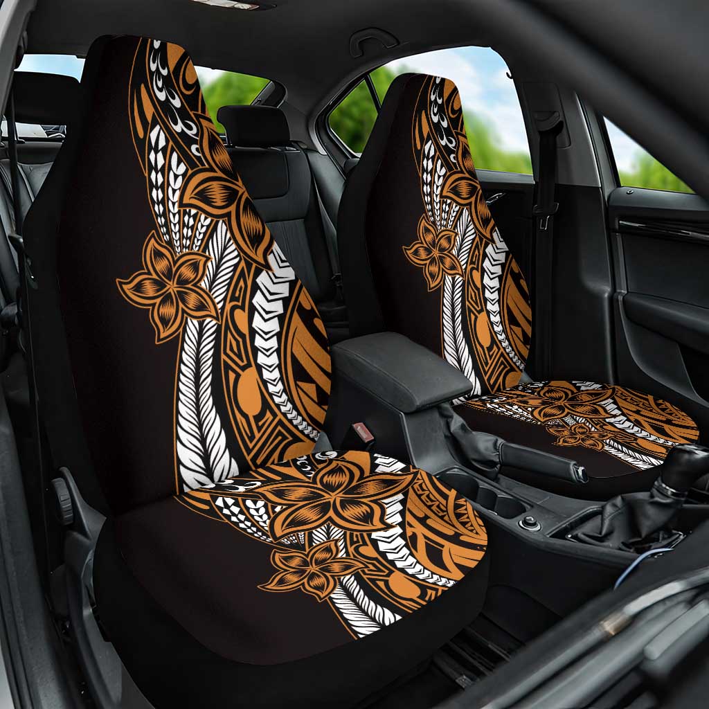 Polynesian Plumeria Floral Tattoo Pattern Car Seat Cover Gold Style LT9 One Size Gold - Polynesian Pride