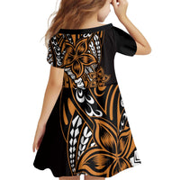 Polynesian Plumeria Floral Tattoo Pattern Family Matching Off Shoulder Short Dress and Hawaiian Shirt Gold Style LT9 - Polynesian Pride