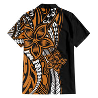 Polynesian Plumeria Floral Tattoo Pattern Family Matching Tank Maxi Dress and Hawaiian Shirt Gold Style LT9 - Polynesian Pride