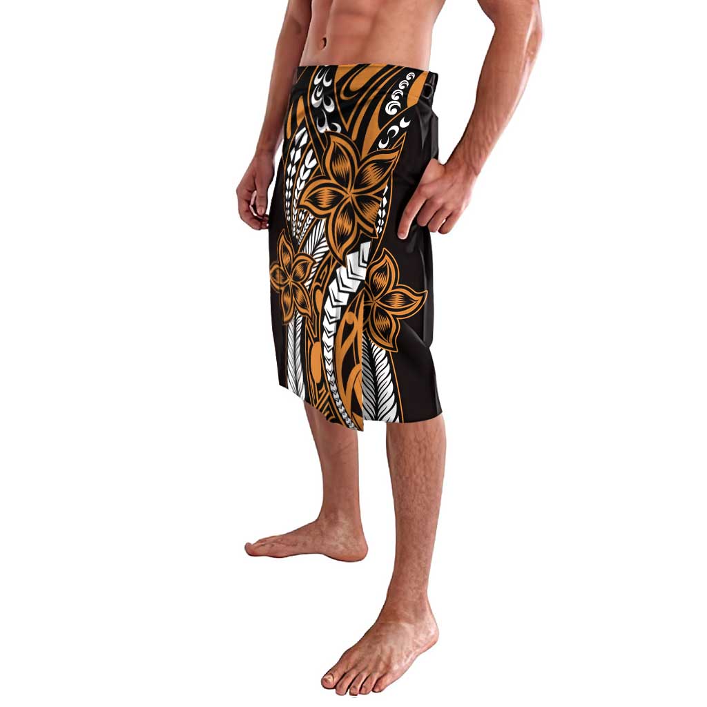 Polynesian Plumeria Floral Tattoo Pattern Lavalava Gold Style