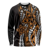 Polynesian Plumeria Floral Tattoo Pattern Long Sleeve Shirt Gold Style LT9 Unisex Gold - Polynesian Pride