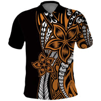 Polynesian Plumeria Floral Tattoo Pattern Polo Shirt Gold Style