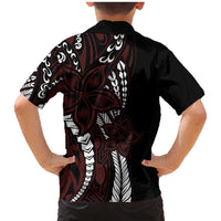 Polynesian Plumeria Floral Tattoo Pattern Family Matching Mermaid Dress and Hawaiian Shirt Oxblood Style LT9 - Polynesian Pride