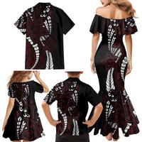 Polynesian Plumeria Floral Tattoo Pattern Family Matching Mermaid Dress and Hawaiian Shirt Oxblood Style LT9 - Polynesian Pride