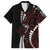 Polynesian Plumeria Floral Tattoo Pattern Family Matching Tank Maxi Dress and Hawaiian Shirt Oxblood Style