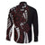 Polynesian Plumeria Floral Tattoo Pattern Family Matching Tank Maxi Dress and Hawaiian Shirt Oxblood Style