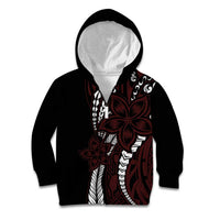 Polynesian Plumeria Floral Tattoo Pattern Kid Hoodie Oxblood Style LT9 Zip Hoodie Oxblood - Polynesian Pride