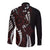 Polynesian Plumeria Floral Tattoo Pattern Long Sleeve Button Shirt Oxblood Style