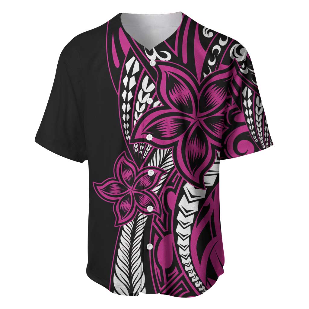 Polynesian Plumeria Floral Tattoo Pattern Baseball Jersey Pink Style LT9 Pink - Polynesian Pride