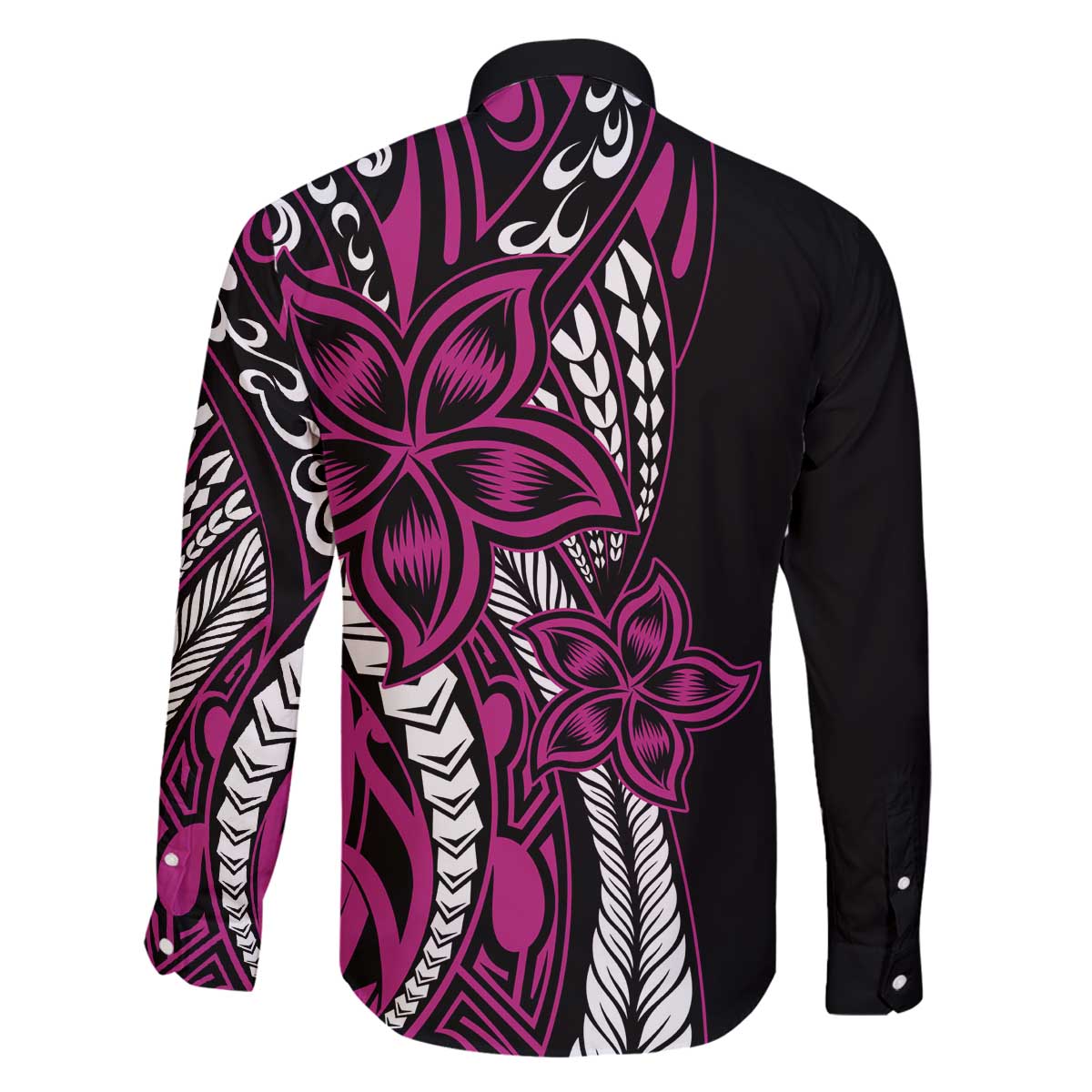 Polynesian Plumeria Floral Tattoo Pattern Family Matching Puletasi and Hawaiian Shirt Pink Style
