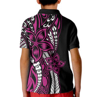 Polynesian Plumeria Floral Tattoo Pattern Kid Polo Shirt Pink Style