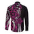 Polynesian Plumeria Floral Tattoo Pattern Long Sleeve Button Shirt Pink Style