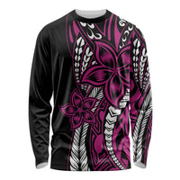 Polynesian Plumeria Floral Tattoo Pattern Long Sleeve Shirt Pink Style LT9 Unisex Pink - Polynesian Pride