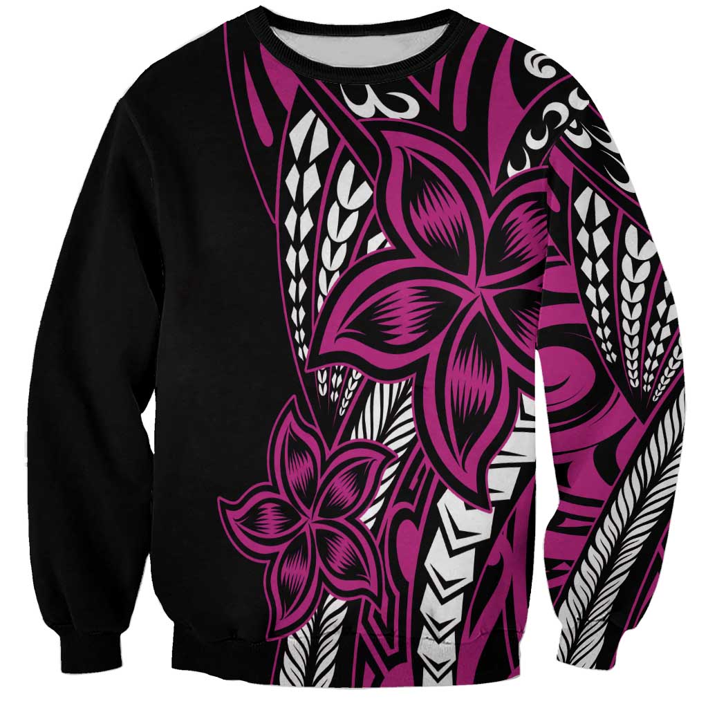 Polynesian Plumeria Floral Tattoo Pattern Sweatshirt Pink Style LT9 Unisex Pink - Polynesian Pride