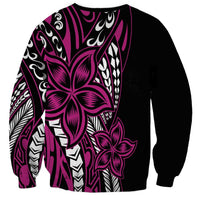 Polynesian Plumeria Floral Tattoo Pattern Sweatshirt Pink Style