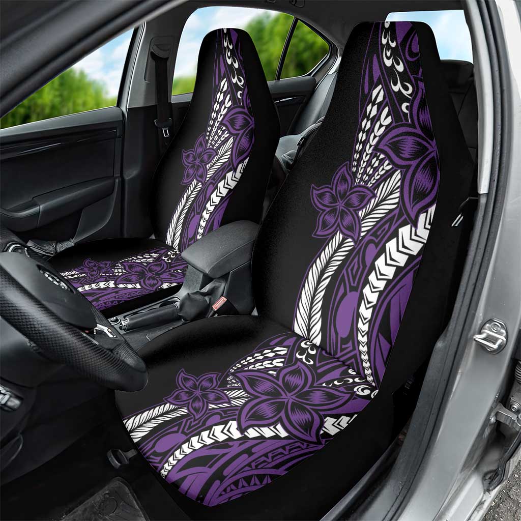Polynesian Plumeria Floral Tattoo Pattern Car Seat Cover Purple Style LT9 - Polynesian Pride