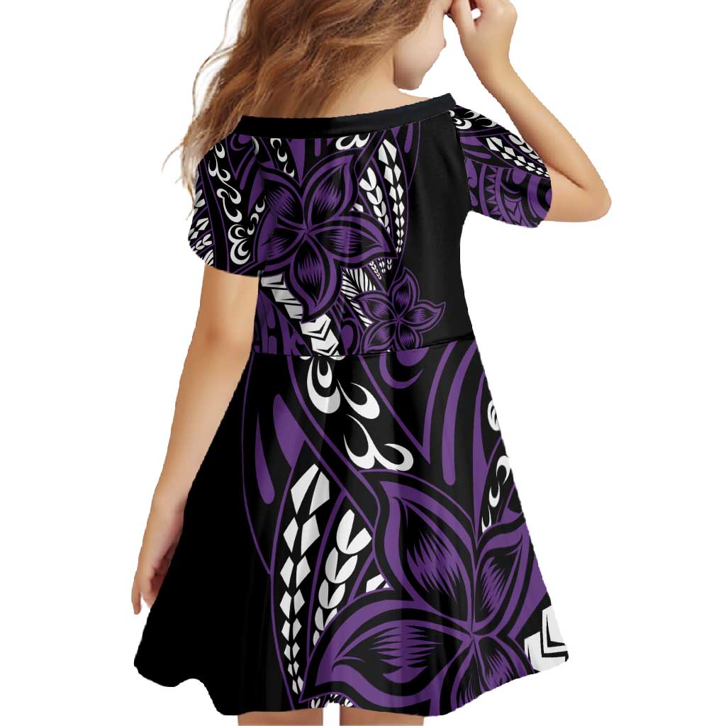 Polynesian Plumeria Floral Tattoo Pattern Family Matching Off Shoulder Maxi Dress and Hawaiian Shirt Purple Style LT9 - Polynesian Pride
