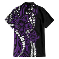Polynesian Plumeria Floral Tattoo Pattern Family Matching Summer Maxi Dress and Hawaiian Shirt Purple Style LT9 - Polynesian Pride