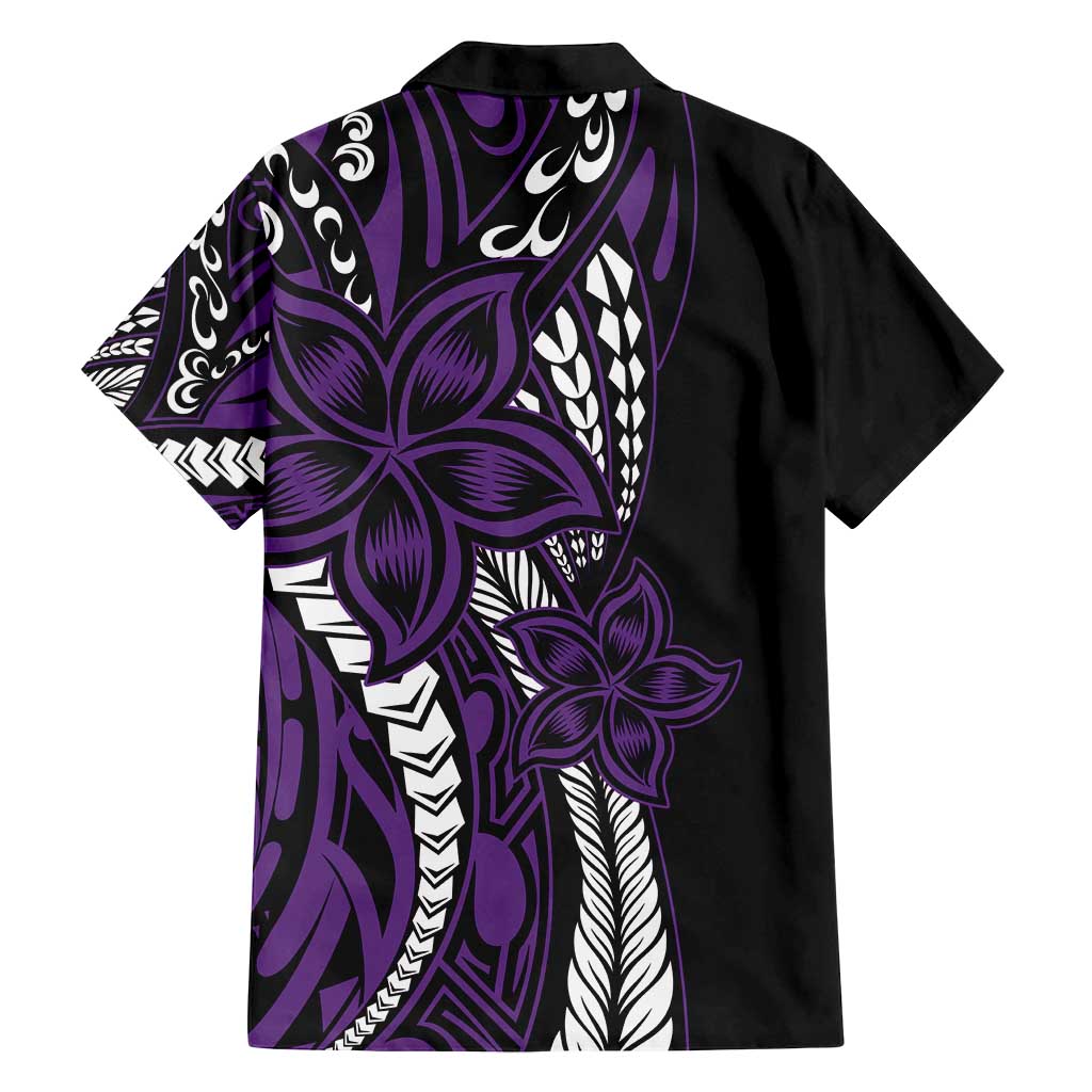 Polynesian Plumeria Floral Tattoo Pattern Family Matching Tank Maxi Dress and Hawaiian Shirt Purple Style LT9 - Polynesian Pride
