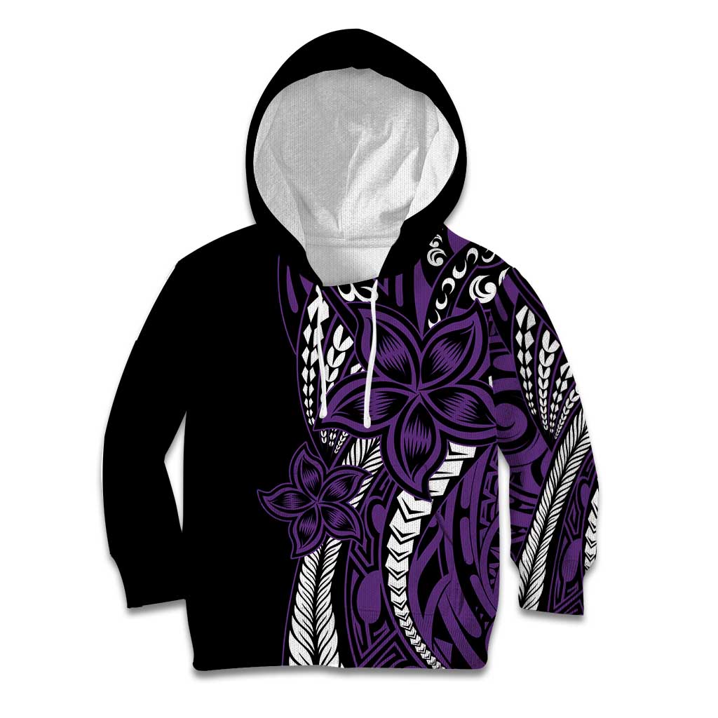 Polynesian Plumeria Floral Tattoo Pattern Kid Hoodie Purple Style LT9 Hoodie Purple - Polynesian Pride